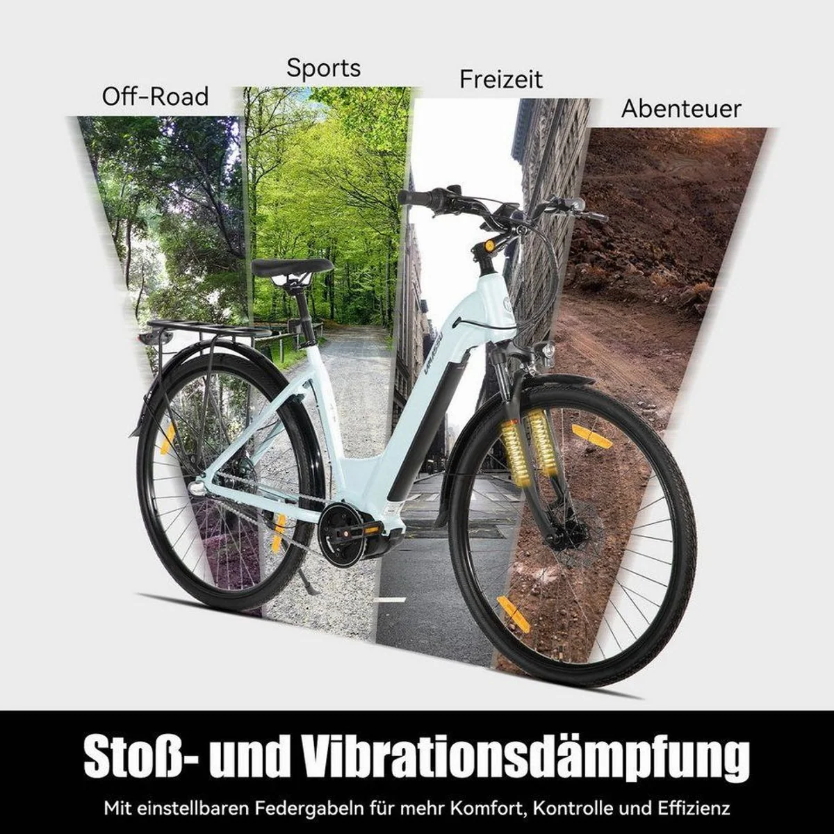 HILAND E-Bike 28 Zoll Trekkingrad, 250W Mittelmotor, Gepäckträger, 40 km Reichweite 3