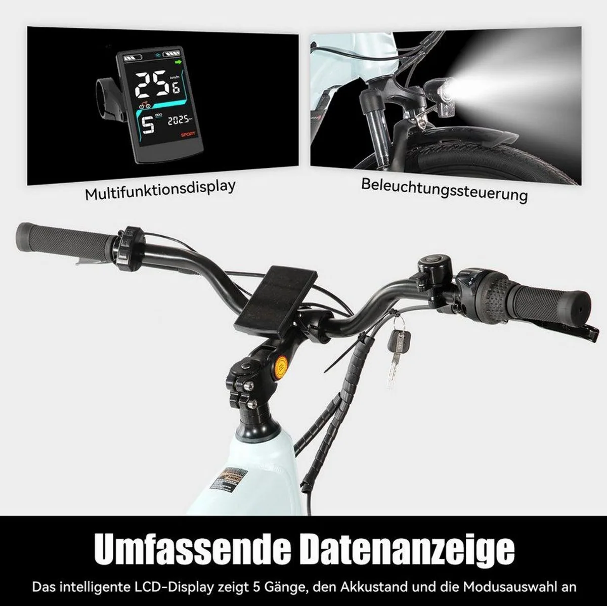 HILAND E-Bike 28 Zoll Trekkingrad, 250W Mittelmotor, Gepäckträger, 40 km Reichweite 4