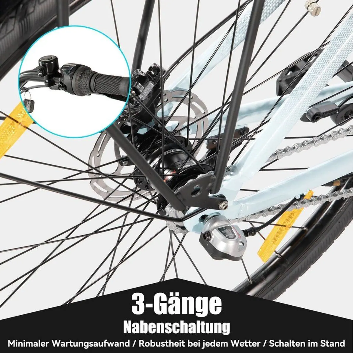 HILAND E-Bike 28 Zoll Trekkingrad, 250W Mittelmotor, Gepäckträger, 40 km Reichweite 5