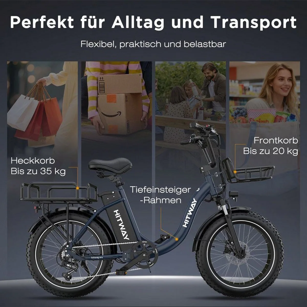 HITWAY BK6S PLUS E-Bike, 160 km Reichweite, 250 W Heckmotor, hydraulische Scheibenbremsen 2