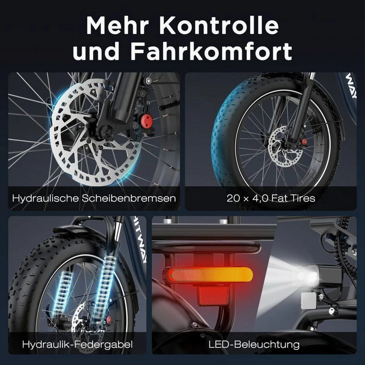 HITWAY BK6S PLUS E-Bike, 160 km Reichweite, 250 W Heckmotor, hydraulische Scheibenbremsen 3