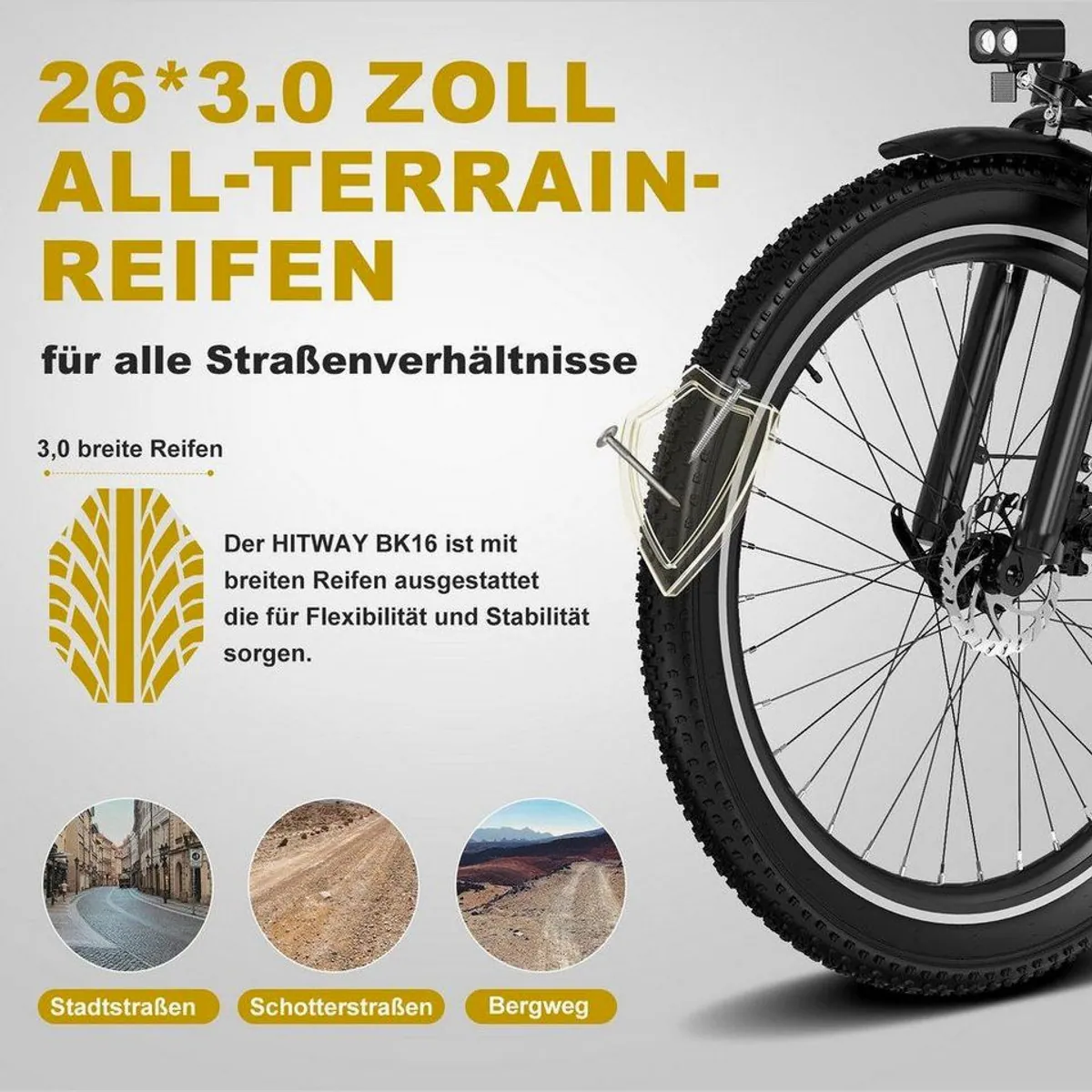 HITWAY E-Bike Pedelec, 48V 18Ah Akku, 7-Gang Shimano, Tiefeinstieg 3