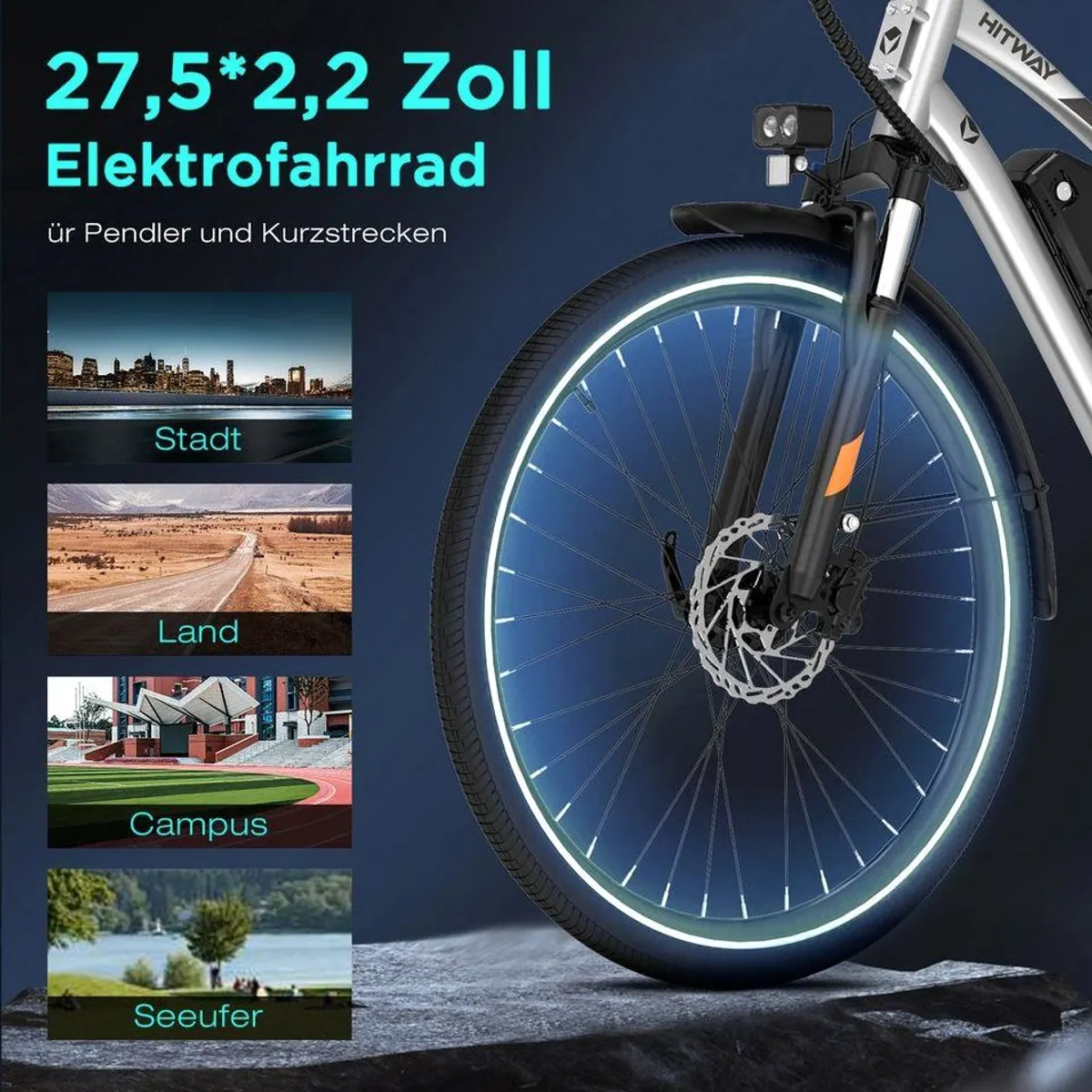 HITWAY BK-U1 E-Bike, 70 Nm Mittelmotor, 27,5 Zoll, Hydraulikbremsen 2