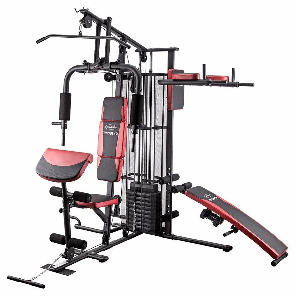 HMS Kraftstation TYTAN 12, multifunktional, bequemer Sitz, 68 kg Gewichtsblock
