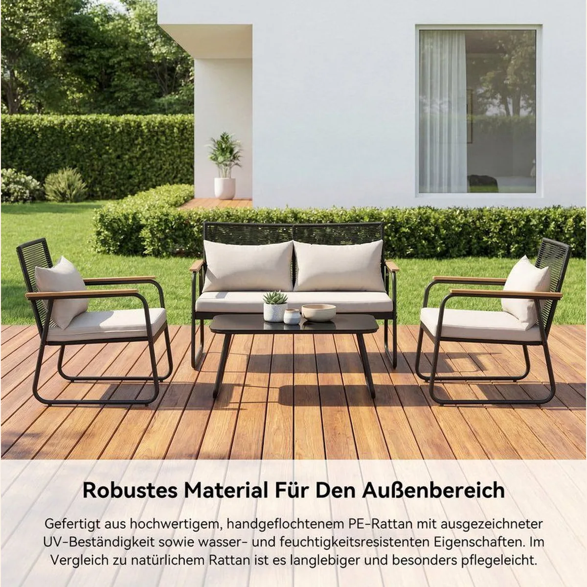 HOMAVO Gartenlounge-Set, witterungsbeständig, hoher Sitzkomfort, für Balkon und Terrasse 4