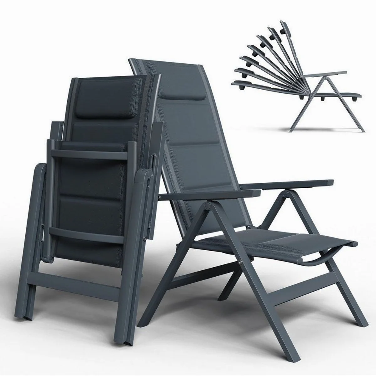 HOMALL Klappstuhl Aluminium, 7-fach verstellbare Rückenlehne, reißfest & atmungsaktiv, Set 2 Stühle
