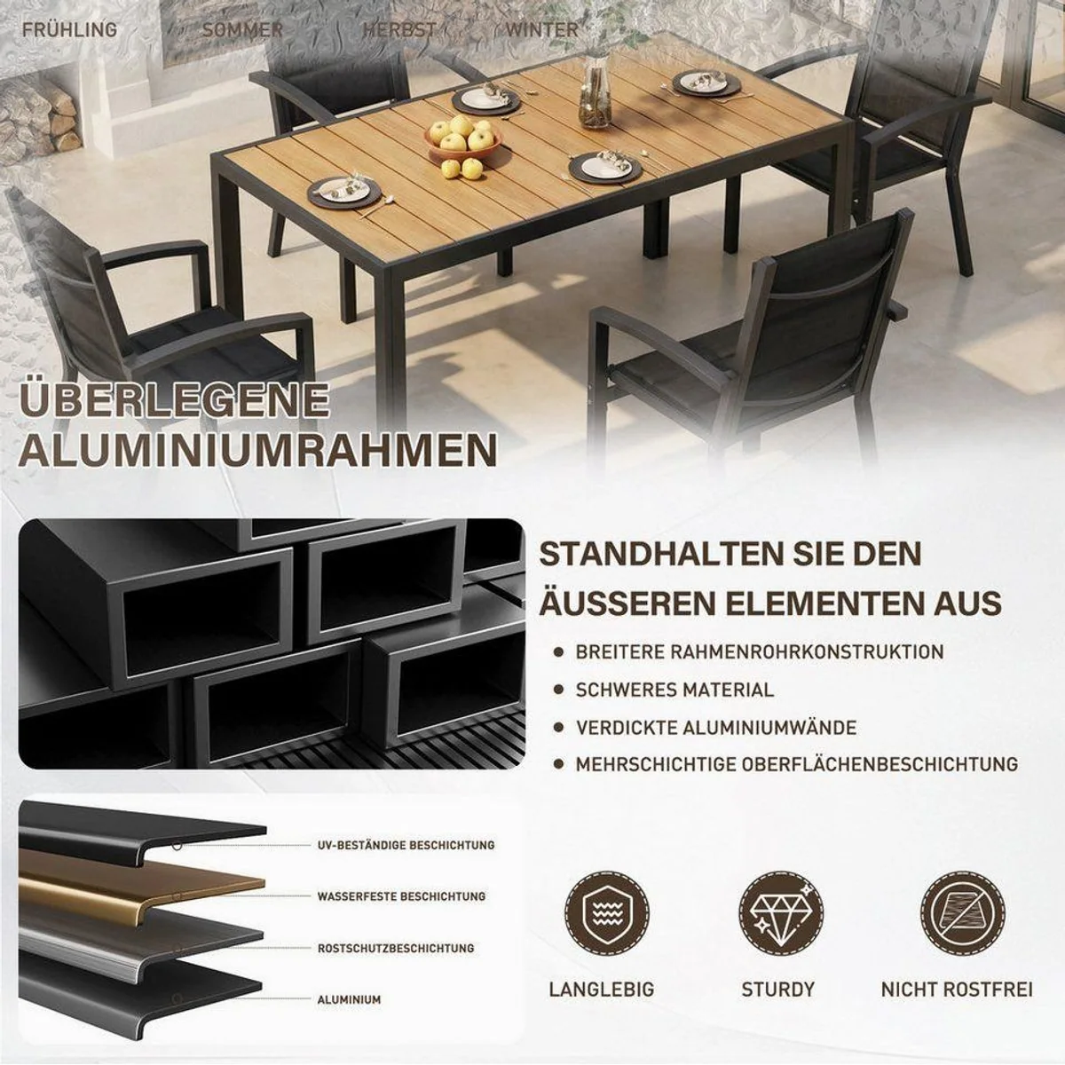 HOMALL Garten-Essgruppe, robustes Design, flexible Größenwahl 3