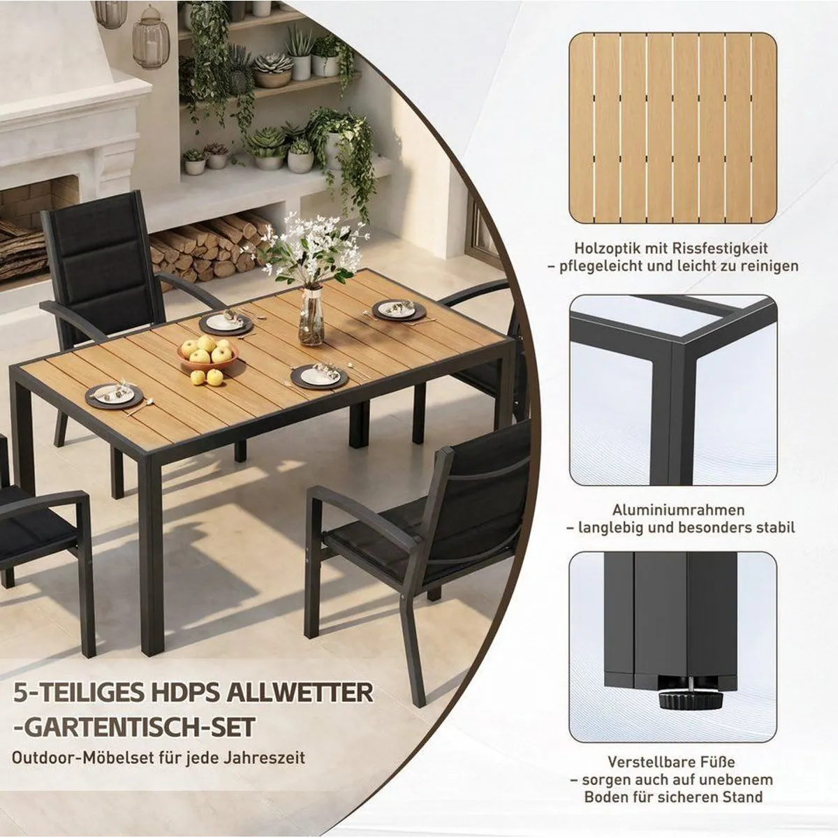 HOMALL Garten-Essgruppe, robustes Design, flexible Größenwahl 4