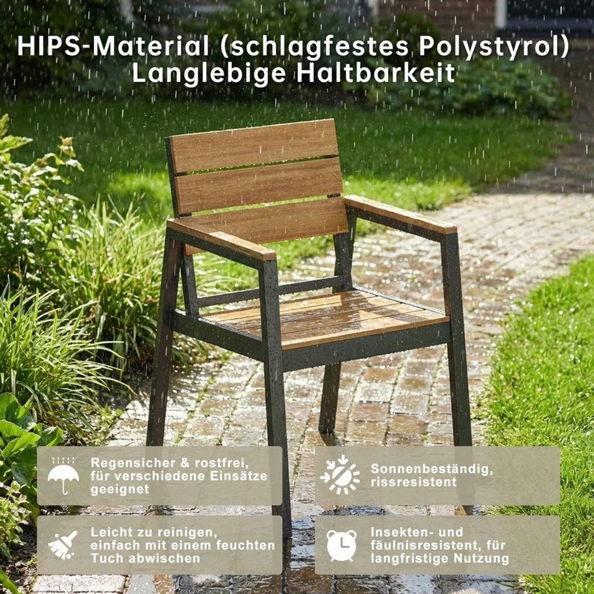 HOMALL Gartenstuhl, wetterfest, 180 kg Belastbarkeit, ergonomisch 3