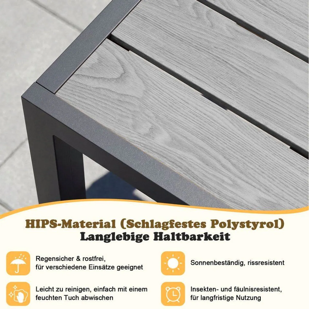 HOMALL Gartentisch Holzoptik, wetterfest & stabil — für 4-10 Personen, 100kg Tragkraft 4