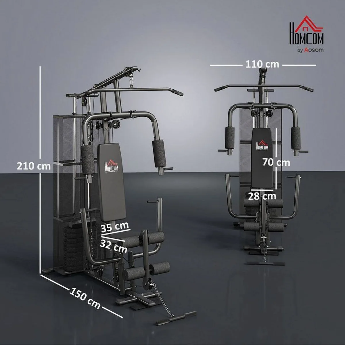 HOMCOM Kraftstation Multigym, vielseitige Übungen für den ganzen Körper 3