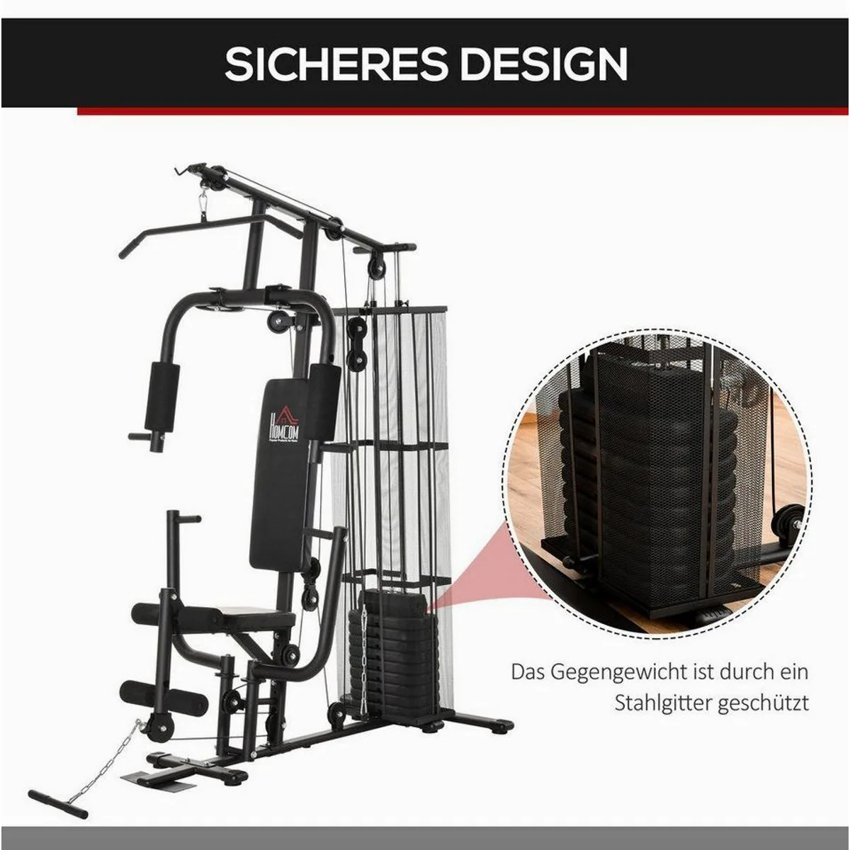 HOMCOM Kraftstation Multigym, vielseitige Übungen für den ganzen Körper 5
