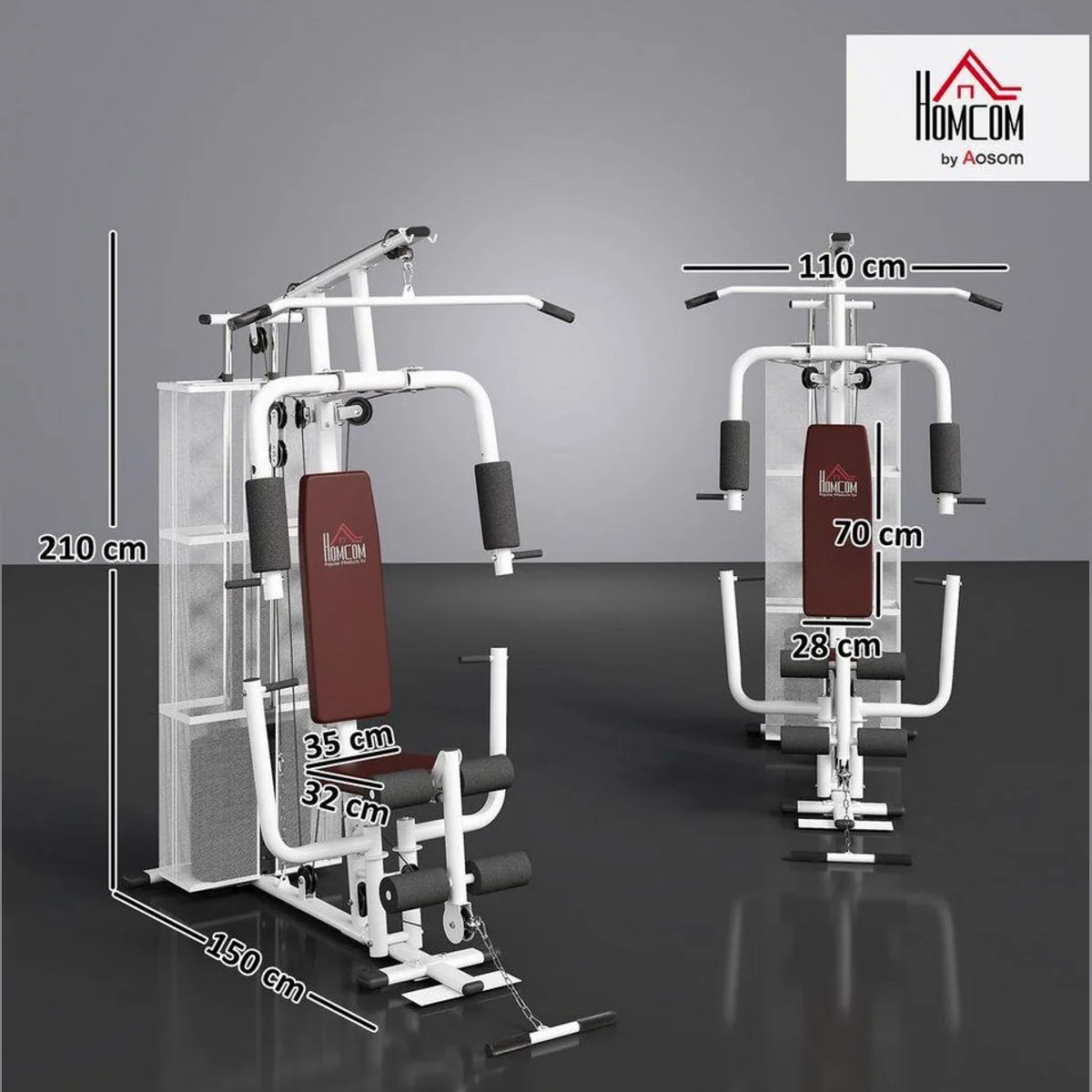 HOMCOM Kraftstation Fitnessgerät, vielseitig einsetzbar mit 10 Gewichtsblöcken 3