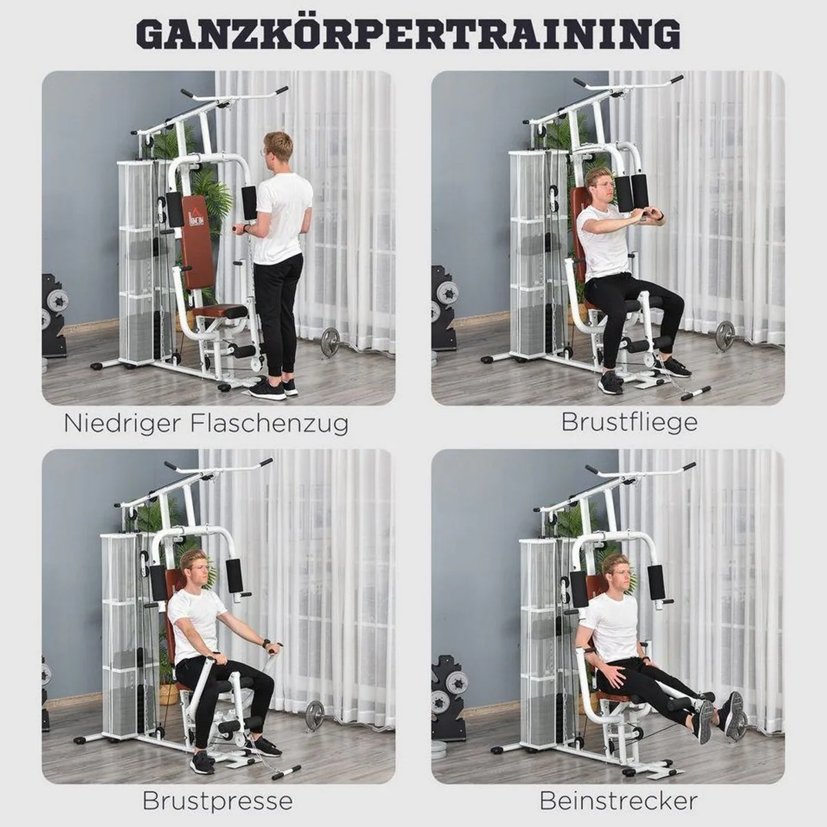 HOMCOM Kraftstation Fitnessgerät, vielseitig einsetzbar mit 10 Gewichtsblöcken 4