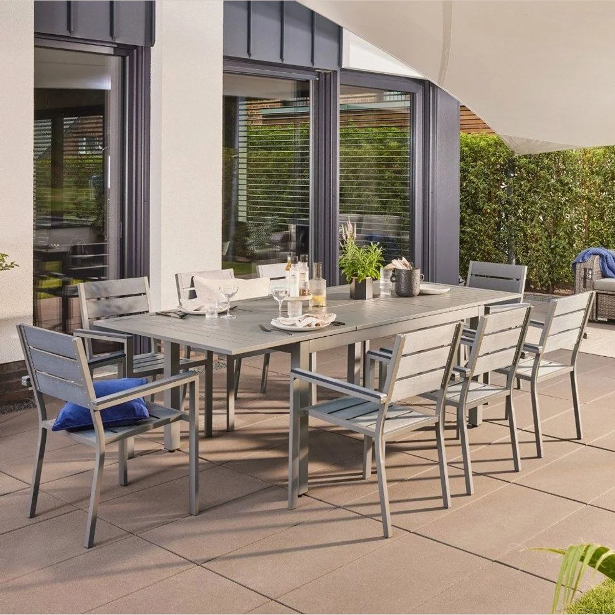 HOME DELUXE CASA MADERA Sitzgruppe, ausziehbar 160-240 cm, robustes Aluminium 2