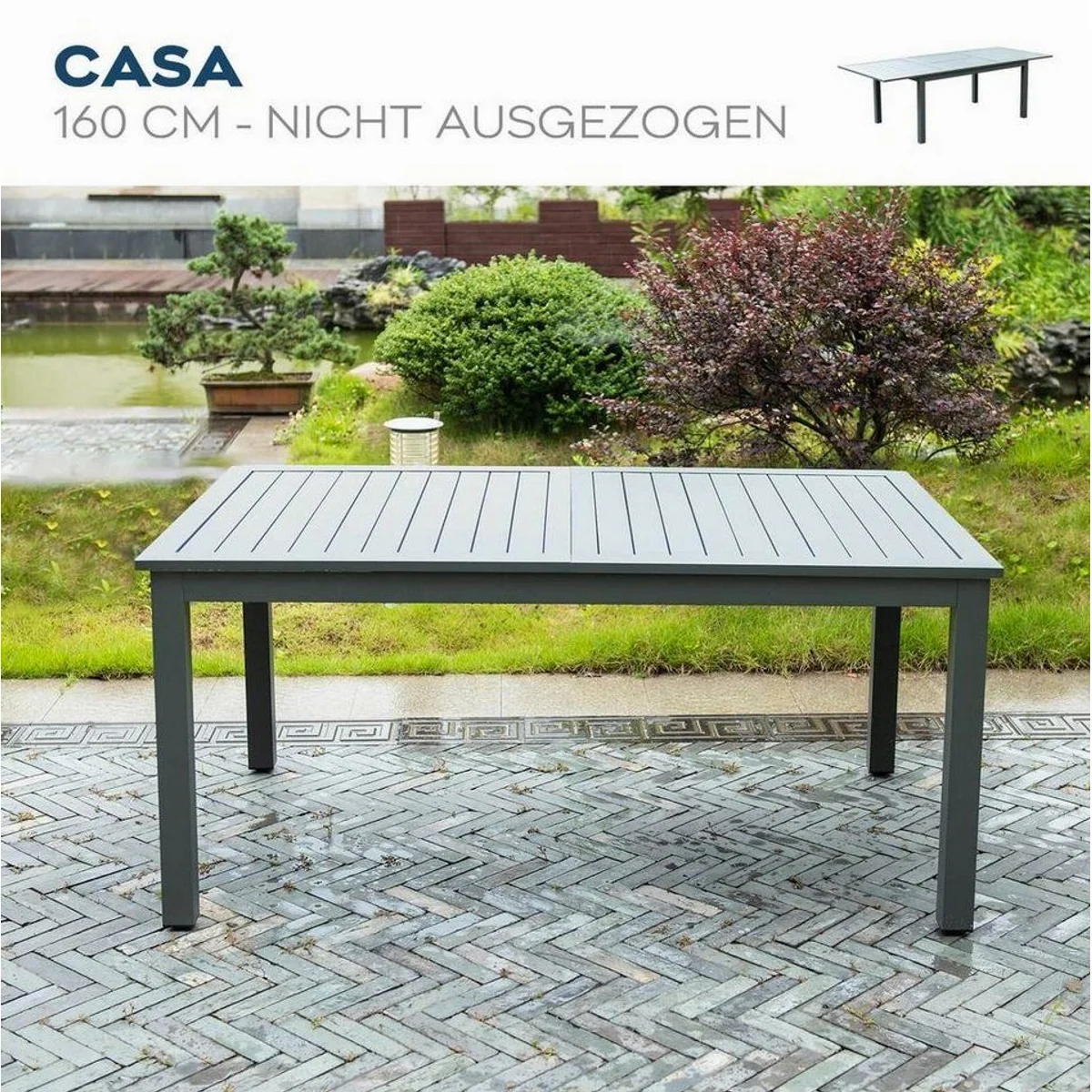 HOME DELUXE CASA MADERA Sitzgruppe, ausziehbar 160-240 cm, robustes Aluminium 4