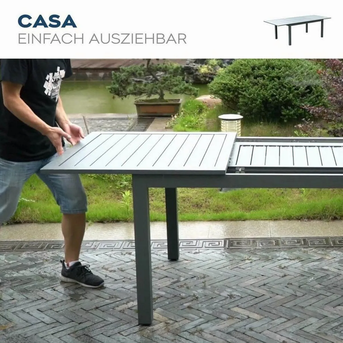 HOME DELUXE CASA MADERA Sitzgruppe, ausziehbar 160-240 cm, robustes Aluminium 5