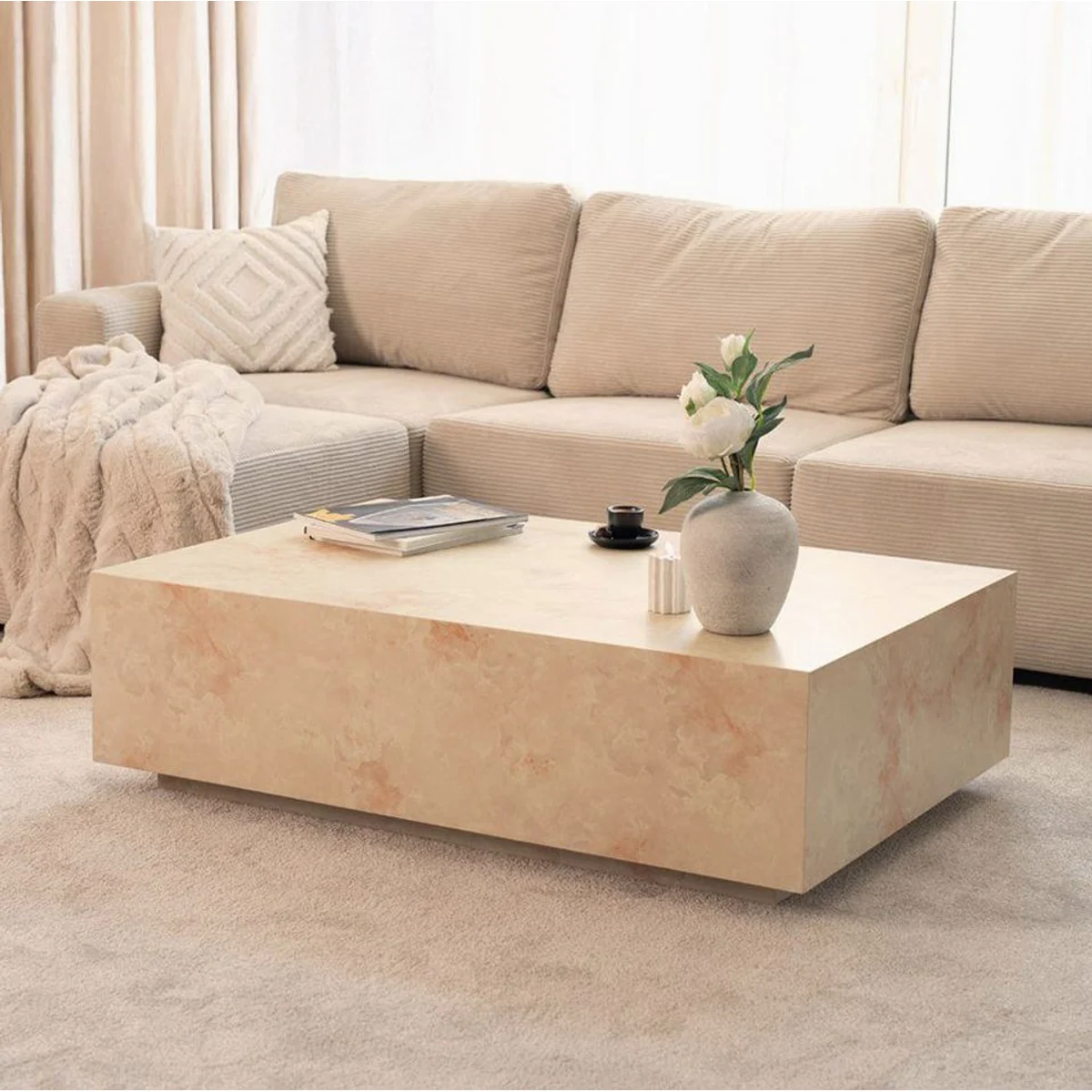 Home Deluxe Couchtisch AMIRI, edle Marmoroptik, pflegeleicht, sofort einsatzbereit