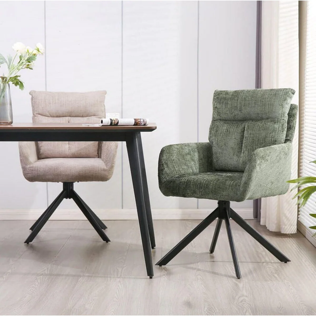 Home Deluxe Esszimmerstuhl ALUNA, 360° Drehfunktion, weiche Polsterung, modernes Design 2