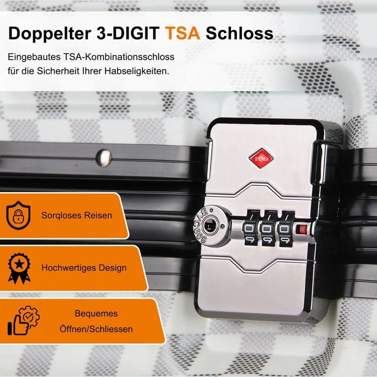 HOMELUX Trolleyset M, L, XL, robuste Hartschale, TSA Schloss, 4 Rollen 4