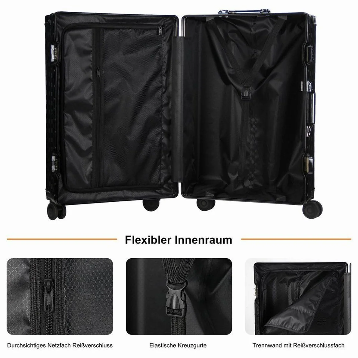 HOMELUX Trolleyset M, L, XL, robuste Hartschale, TSA Schloss, 4 Rollen 5