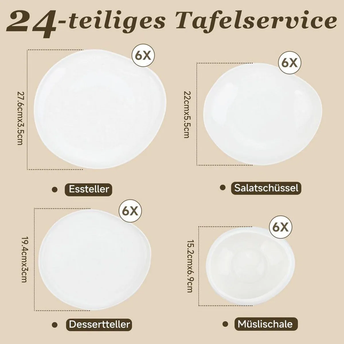 HOMELUX Geschirr-Set 24-tlg, für 6 Personen, modern und pflegeleicht 3