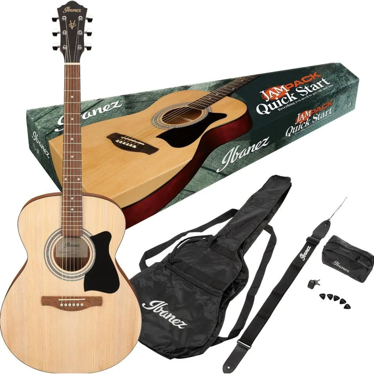 Ibanez VC50NJP-OPN Grand Concert Gitarre, kompakte Bauform, Einsteiger-Set