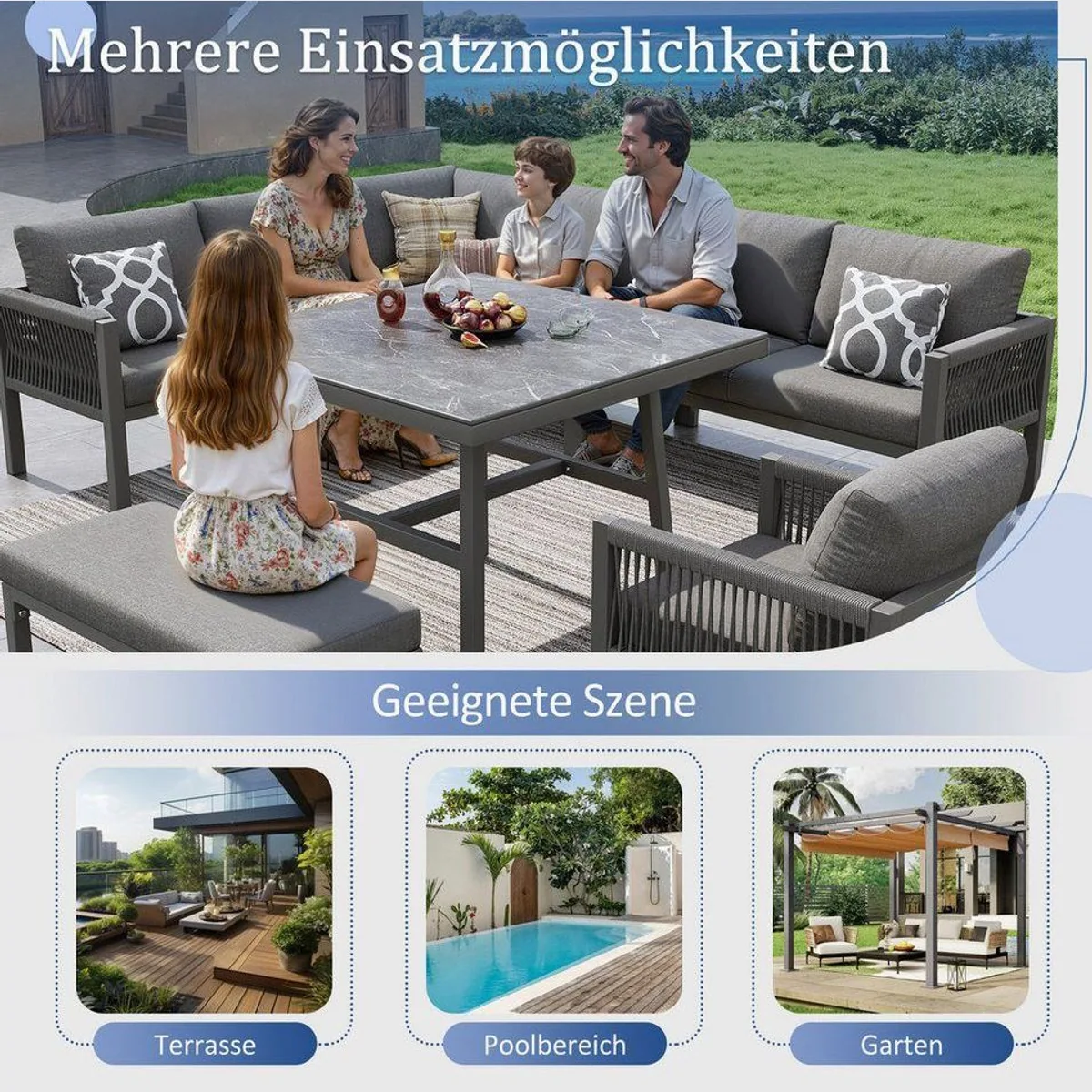 i@home Gartenlounge-Set, modulares Design für 8 Personen, wetterfest und pflegeleicht 5