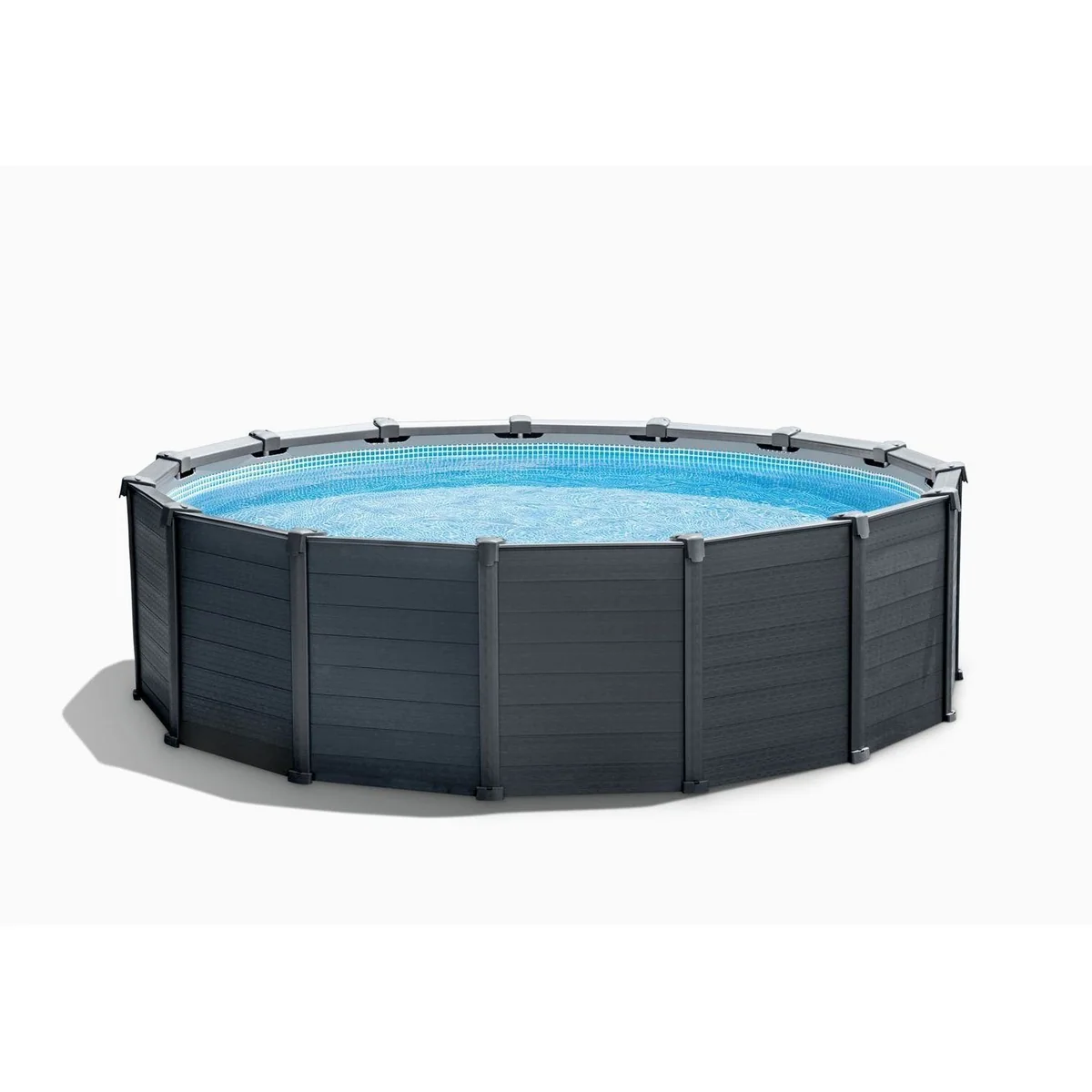 Intex Framepool Graphit 478 x 124 cm, stabil, inklusive Sandfilteranlage, modernes Design