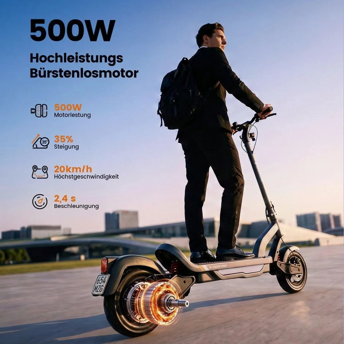 iscooter E-Scooter S-Nova Pro, hohe Reichweite, Sicherheit, App-Steuerung 5