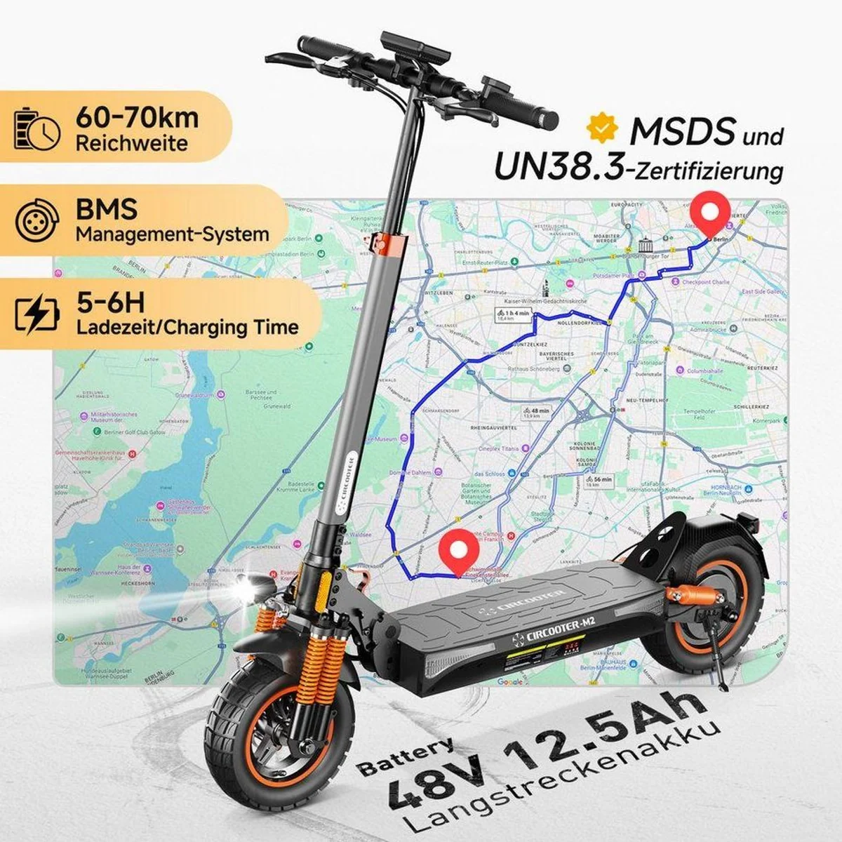iSinwheel E-Scooter Offroad, 70 km Reichweite, Aluminiumrahmen, 20 km/h 5