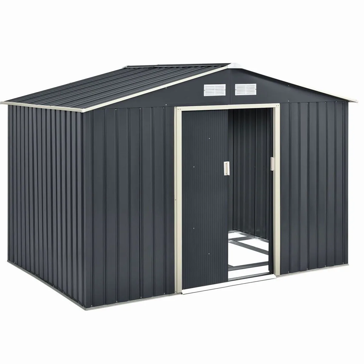 Juskys Gartenhaus XL, 277x191 cm, Satteldach, Doppelschiebetür, Metall