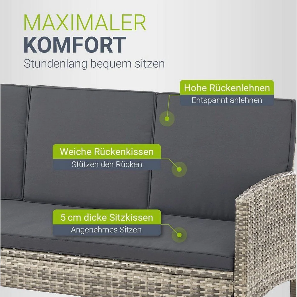 Juskys Turin Gartenlounge-Set, für 7 Personen, inkl. Tisch & Hocker 3