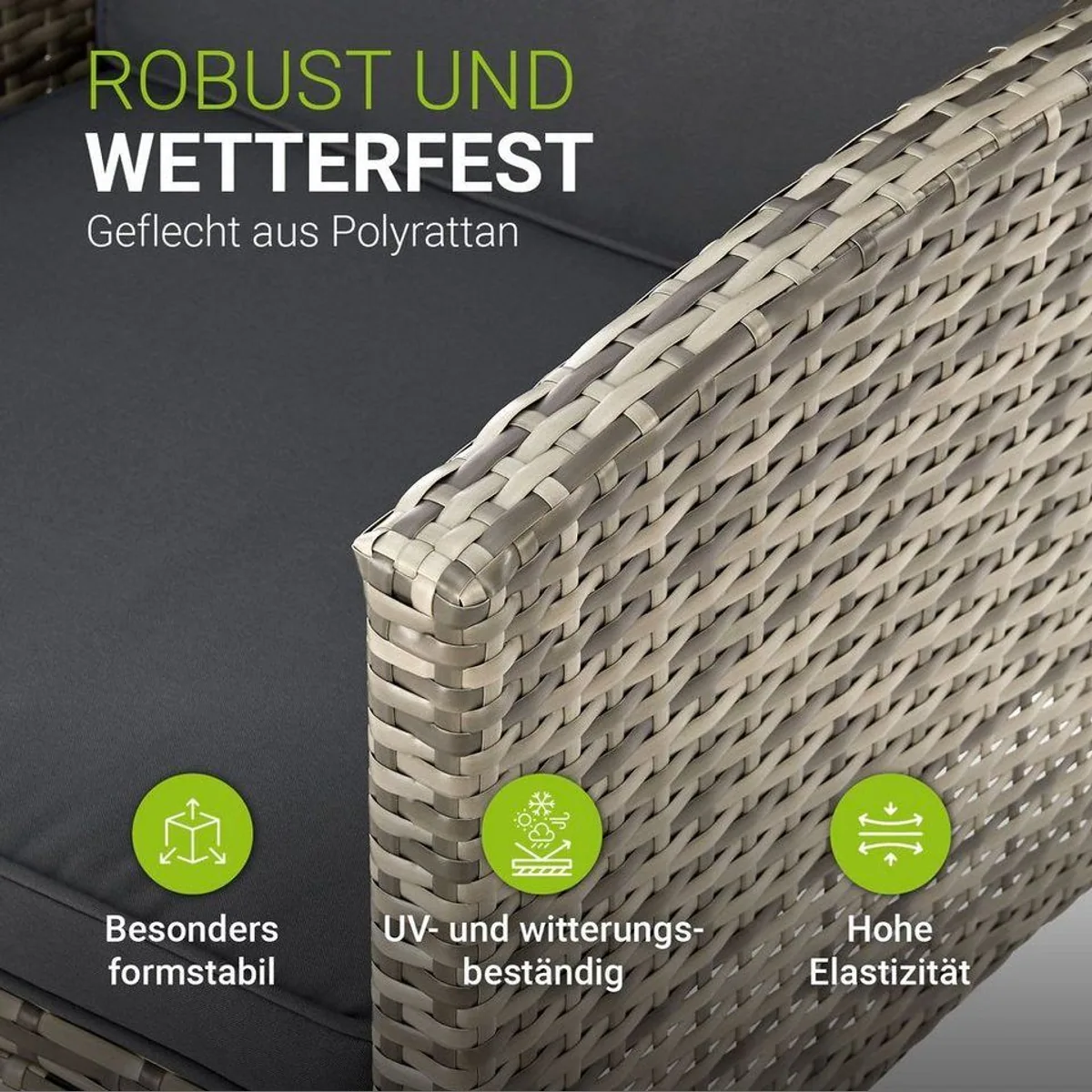 Juskys Turin Gartenlounge-Set, für 7 Personen, inkl. Tisch & Hocker 4