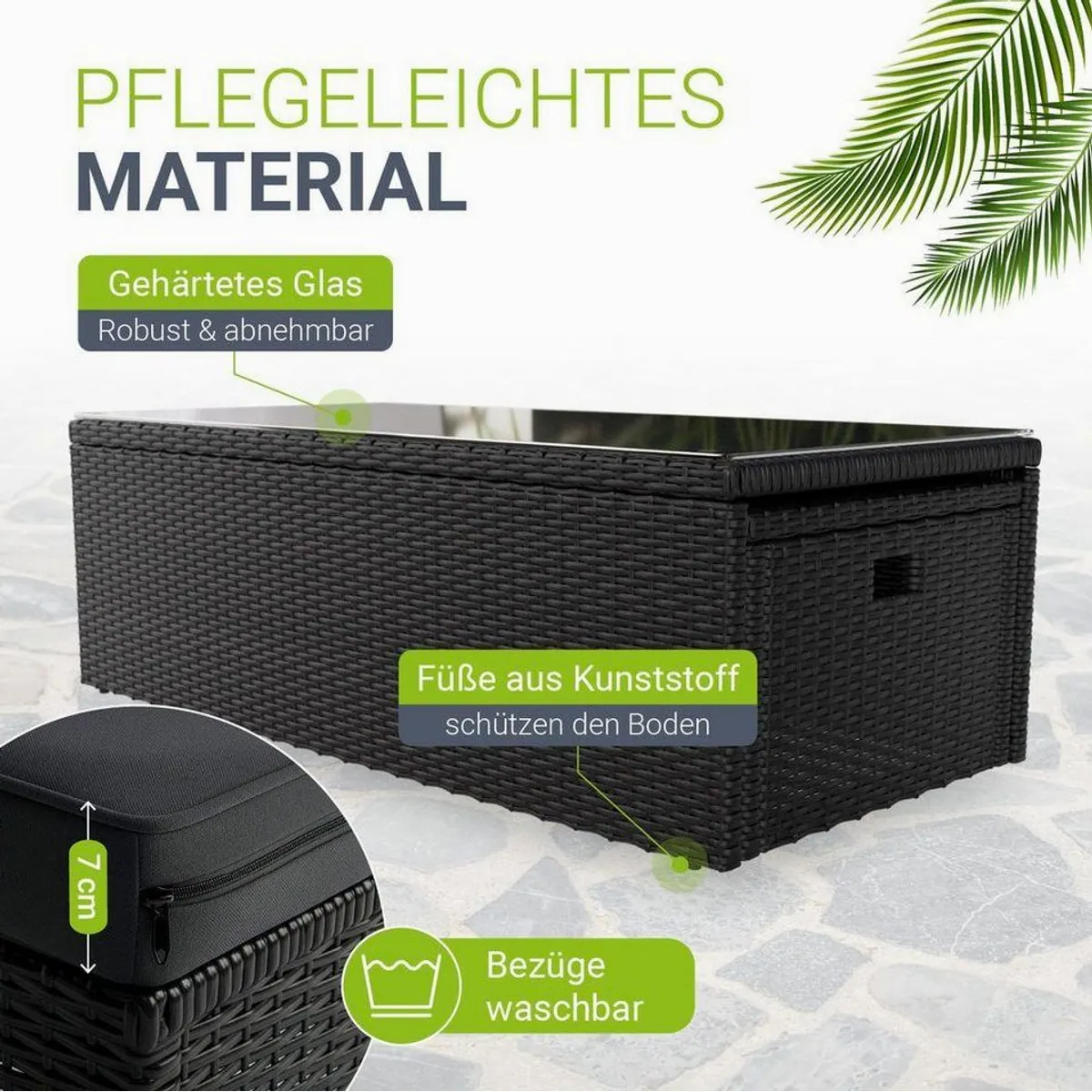 Juskys Gartenlounge-Set Salou, 6-teilig, wetterfest, platzsparend, mit weichen Kissen 5