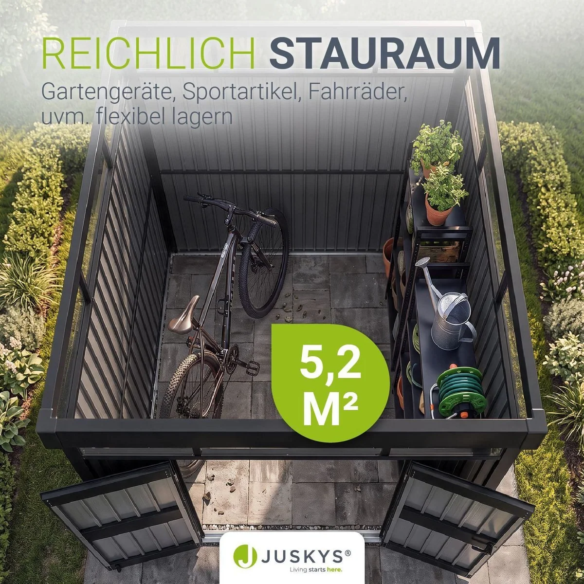 Juskys Luzern Gartenhaus, 5,2 m², wetterfest, abschließbare Tür, Fenster 4