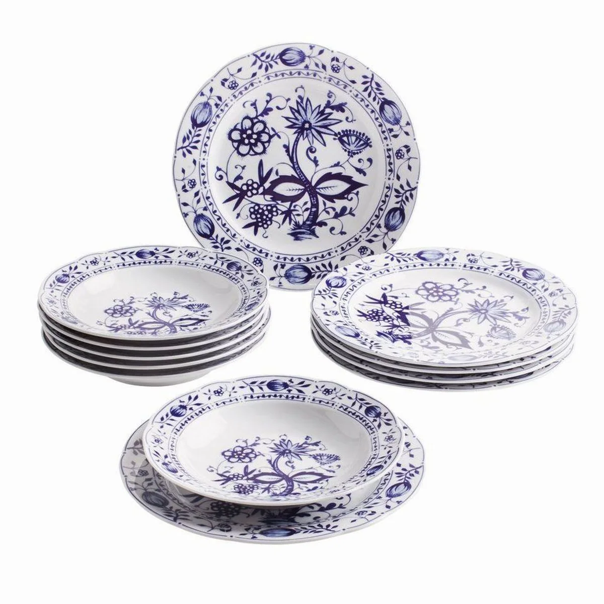KAHLA Zwiebelmuster Tafelservice, 12-teilig, für 6 Personen — Porzellan, Made in Germany, zeitloses Design