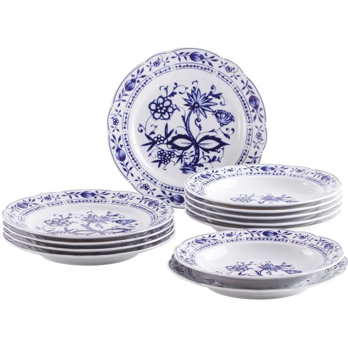 KAHLA Zwiebelmuster Tafelservice, 12-teilig, für 6 Personen — stilvolles Porzellan, Made in Germany