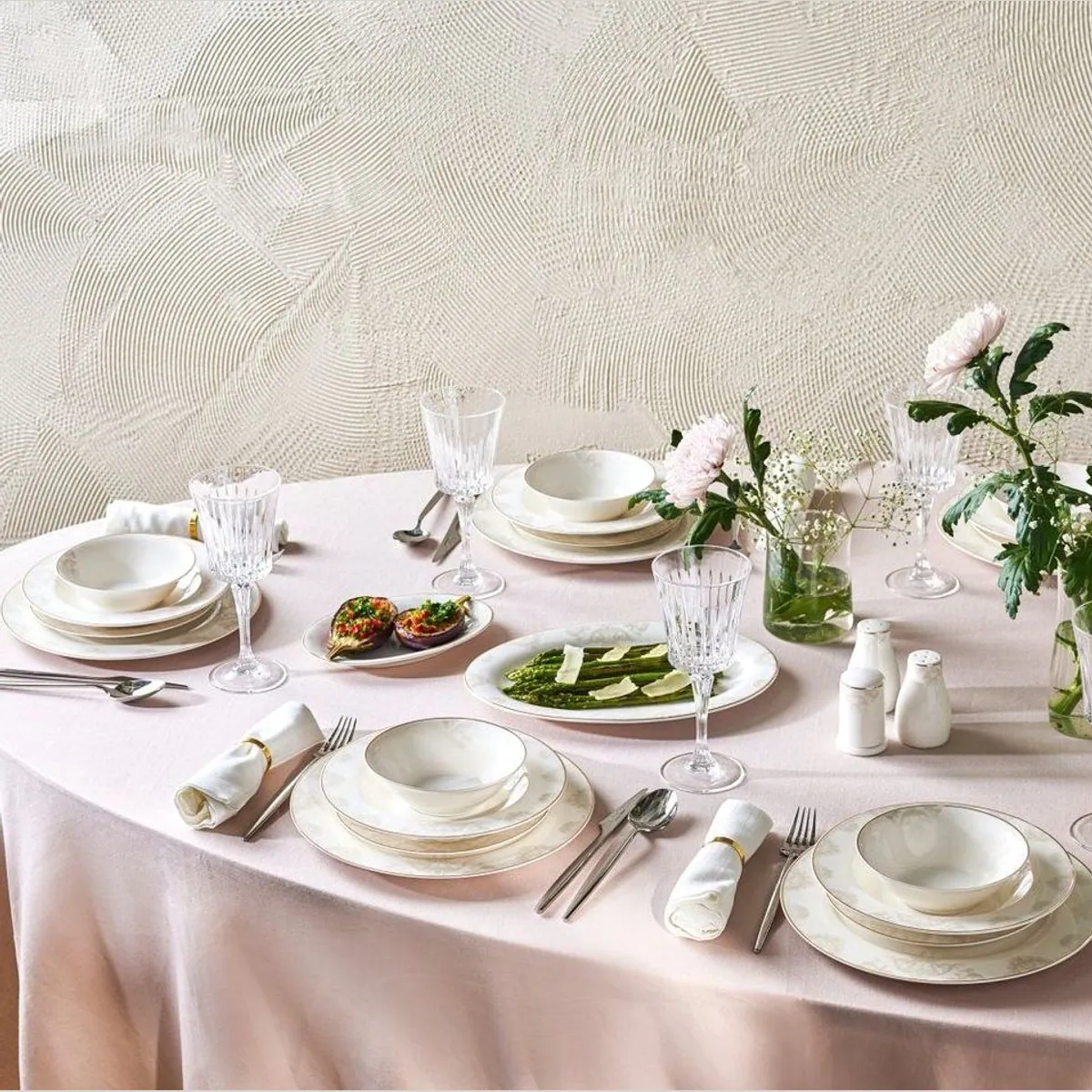 Karaca Elegance Bone Siena Geschirr-Set, 53-teilig für 12 Personen, edles Design 2
