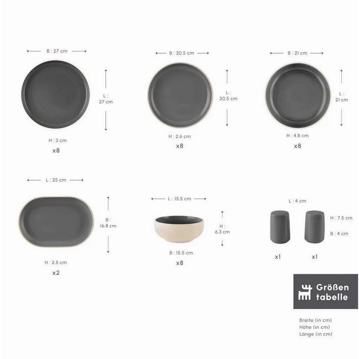 Karaca Terra Geschirr-Set, 36-tlg. für 8 Personen, modern & kratzfest 2