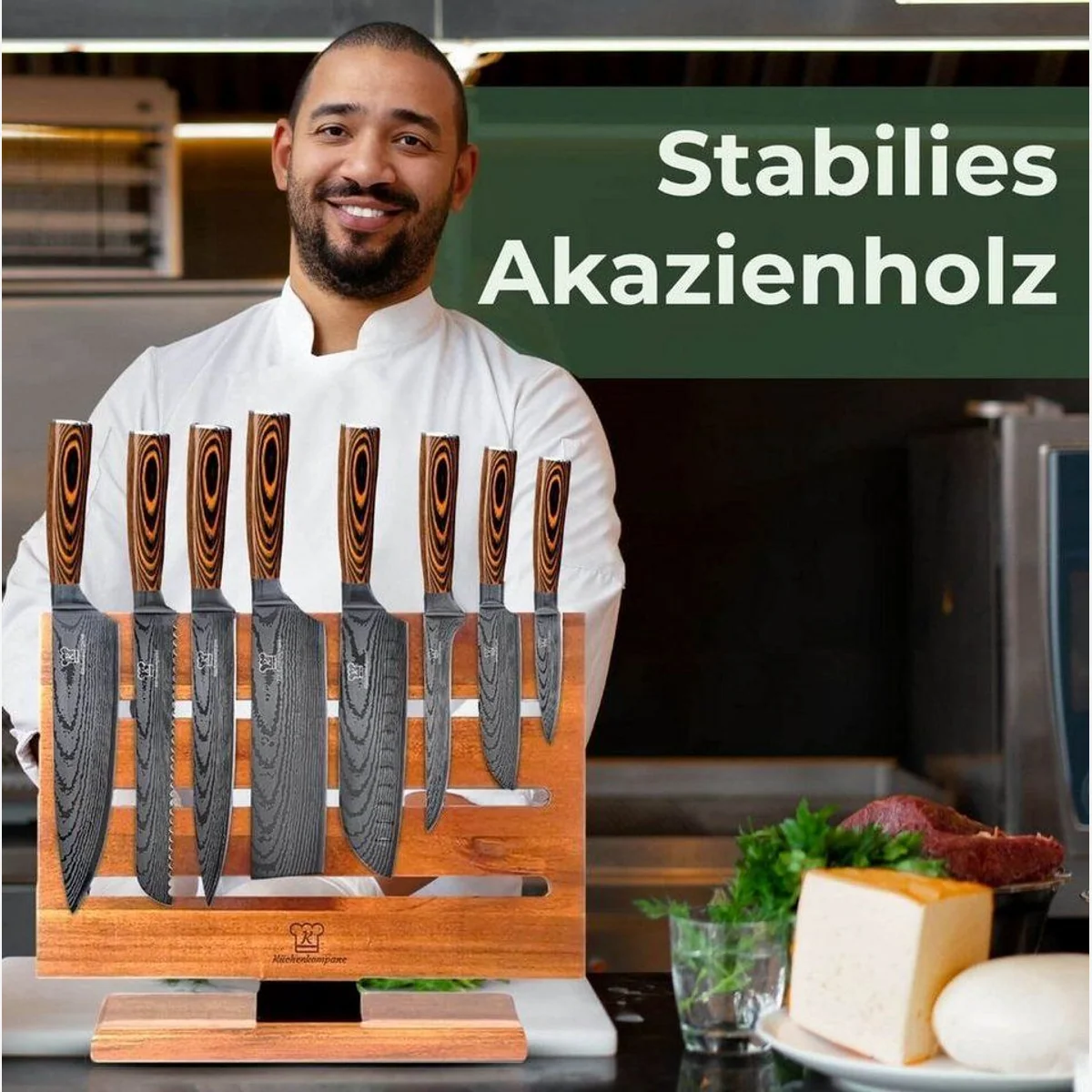 Küchenkompane Akarui Messer-Set, 9-teilig mit magnetischem Messerblock 2