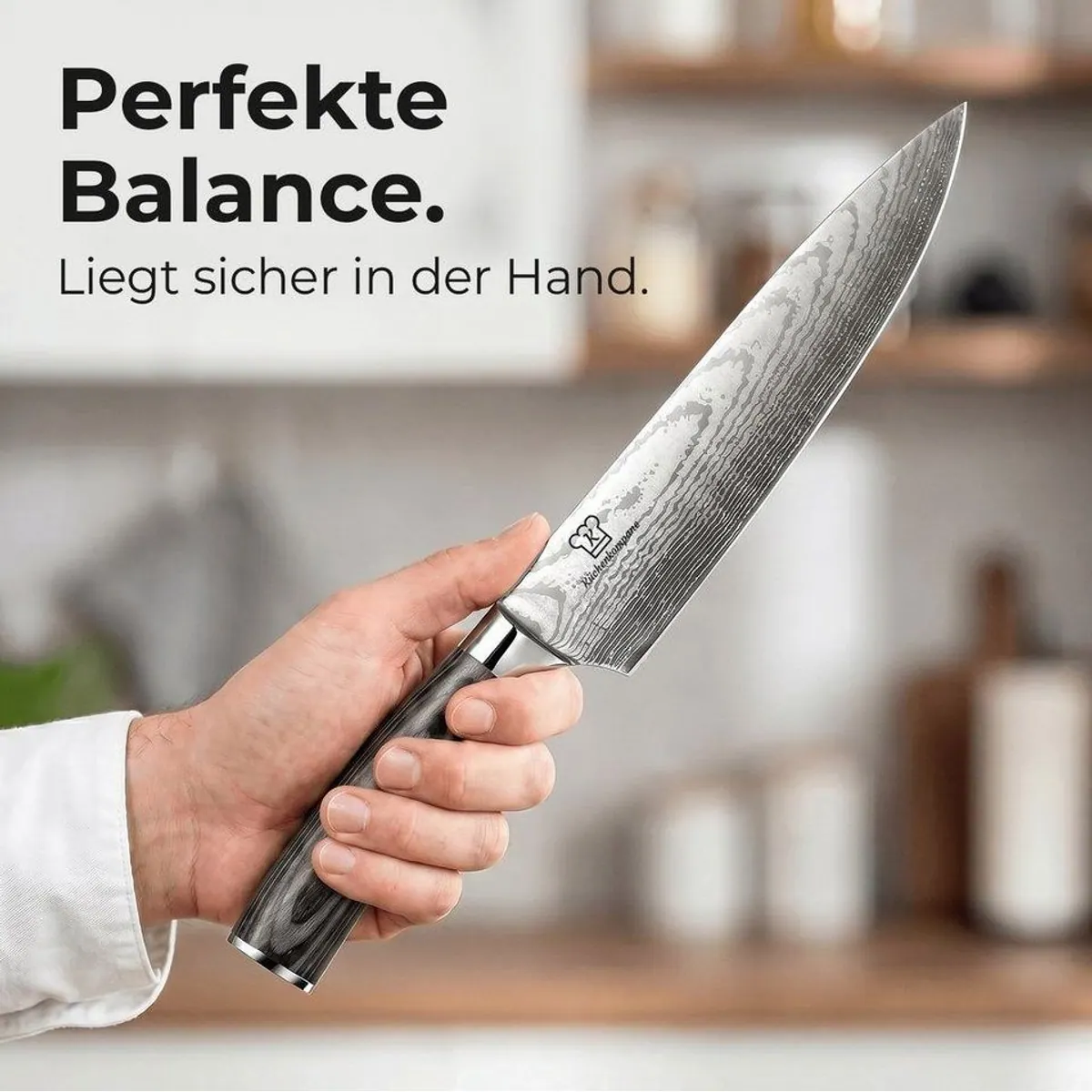 Küchenkompane Kurai Messerset, 8-teilig, mit Pakka-Holzgriff und Damast-Design 2