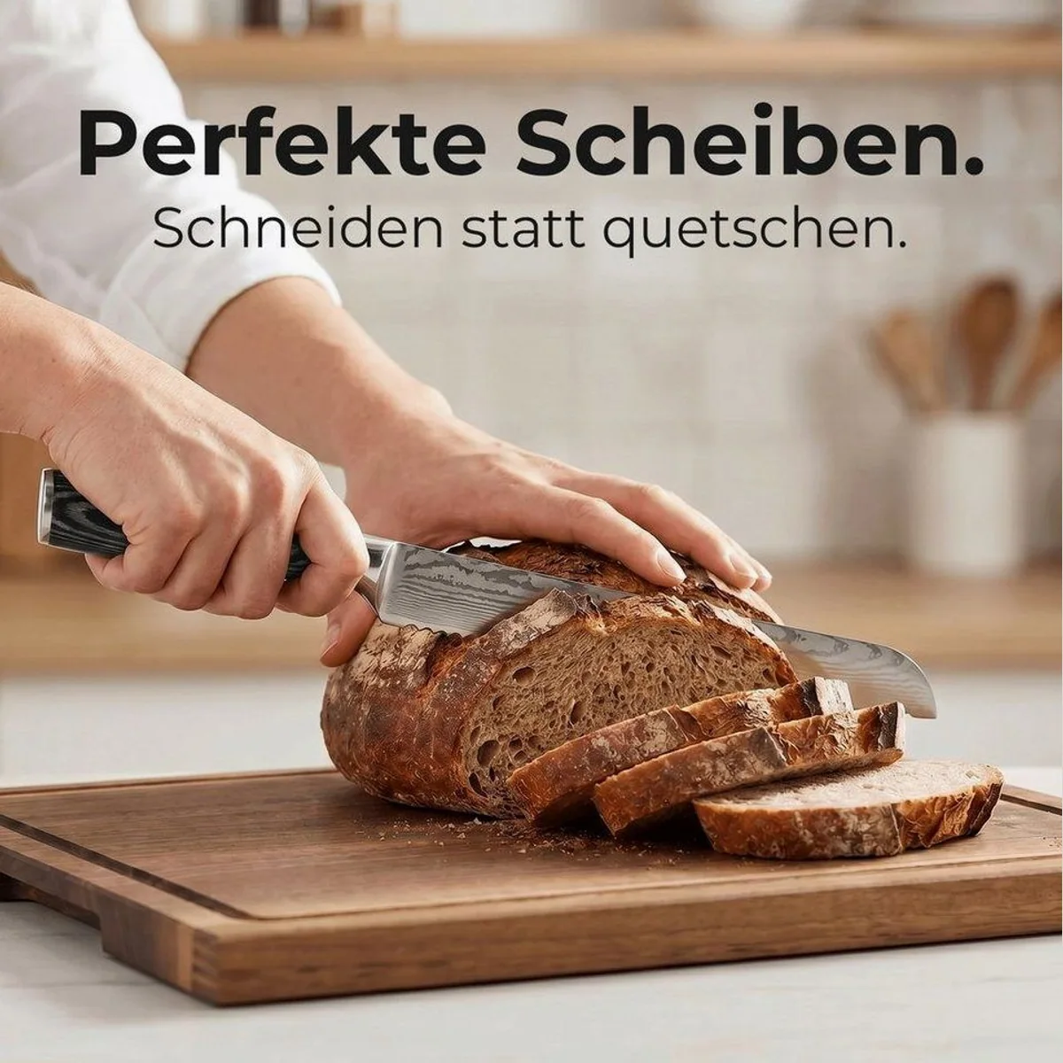 Küchenkompane Kurai Messerset, 8-teilig, mit Pakka-Holzgriff und Damast-Design 4