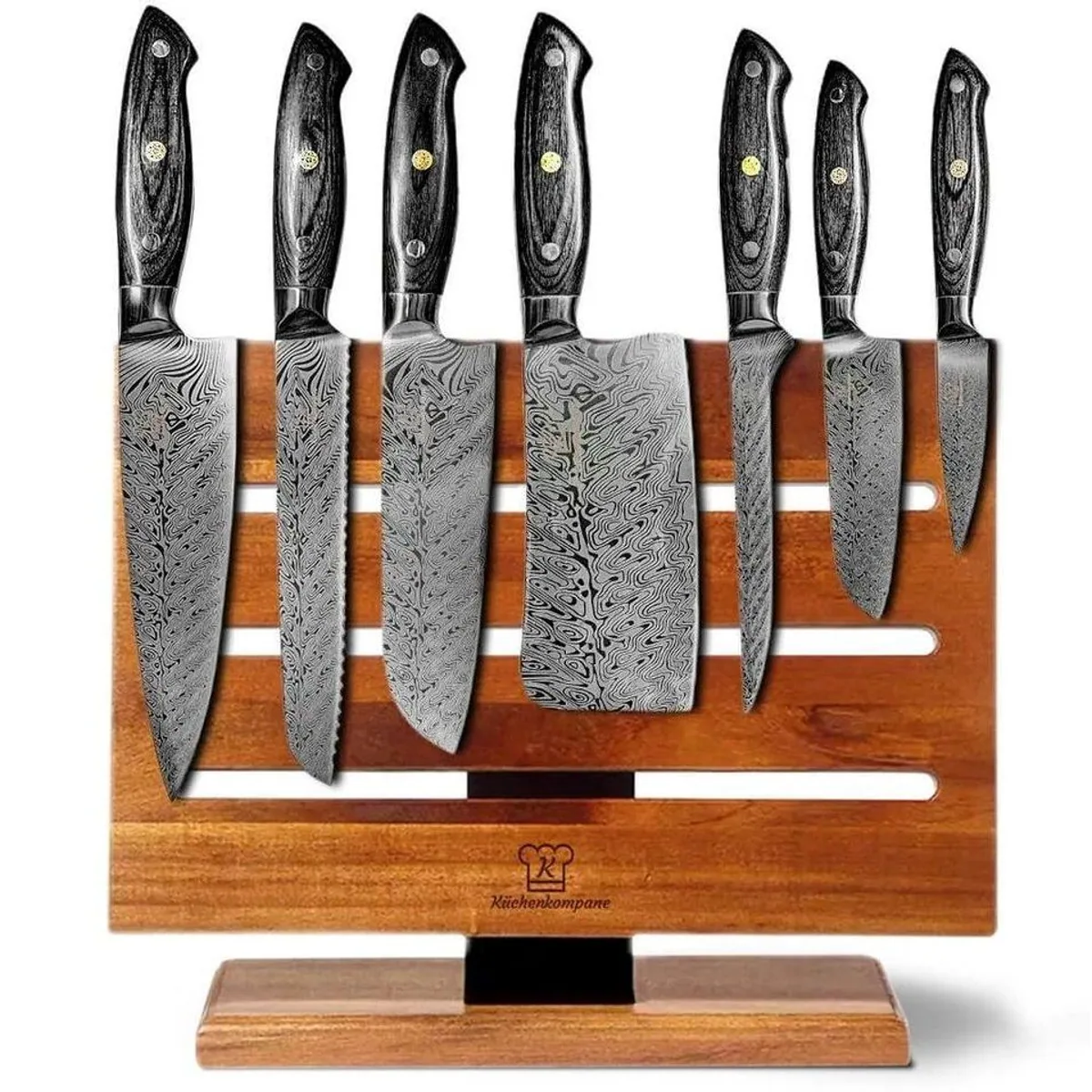 Küchenkompane Kumai Messer-Set, 7CR17 Edelstahl, Pakka-Holzgriff, magnetischer Messerblock