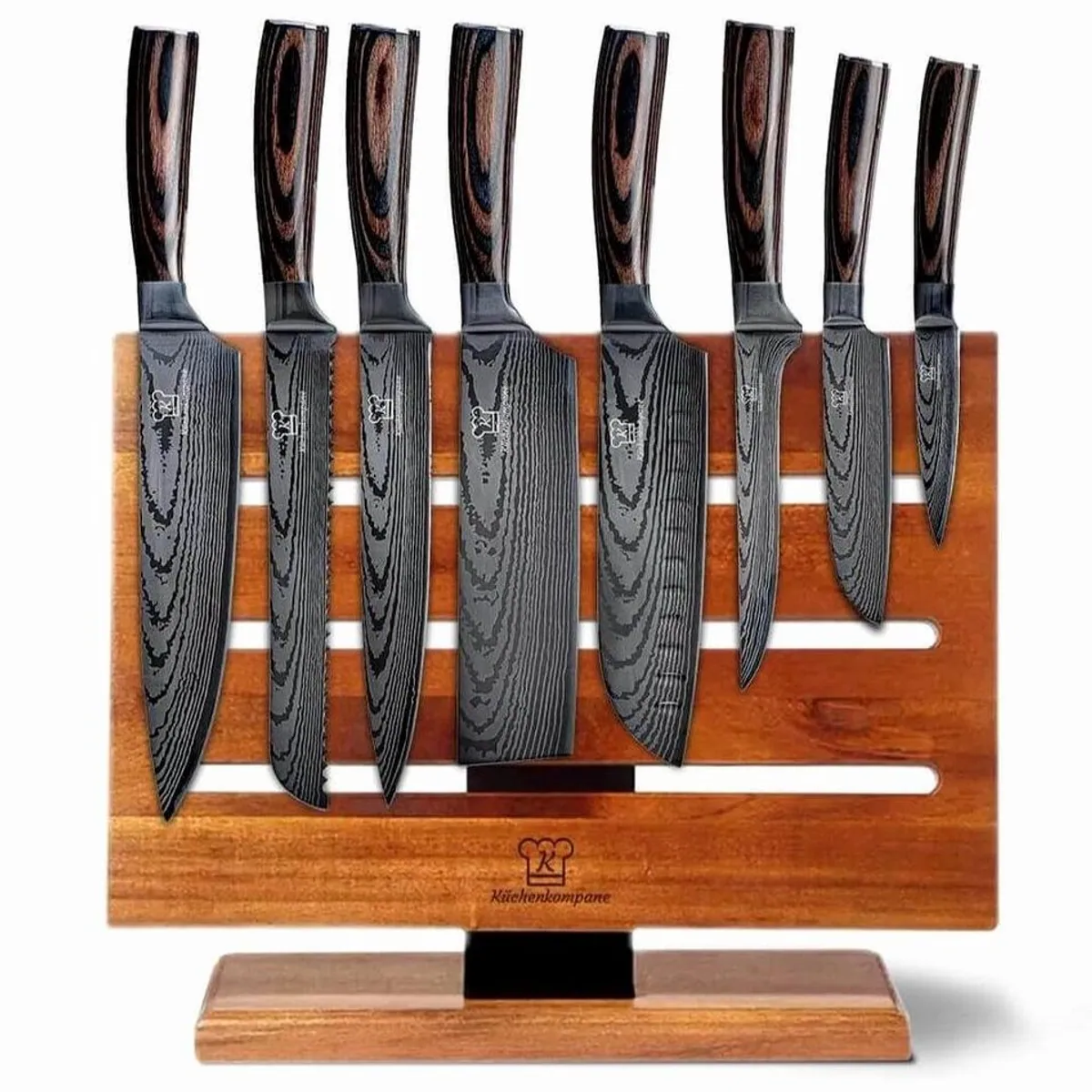 Küchenkompane Messer-Set, 9-teilig mit magnetischem Messerblock — Scharfe Klingen, elegantes Design, hochwertige Materialien