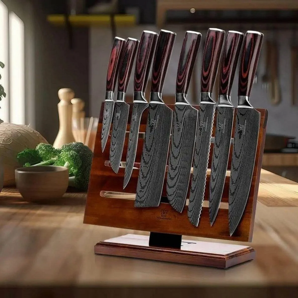 Küchenkompane Messer-Set, 9-teilig mit magnetischem Messerblock — Scharfe Klingen, elegantes Design, hochwertige Materialien 5
