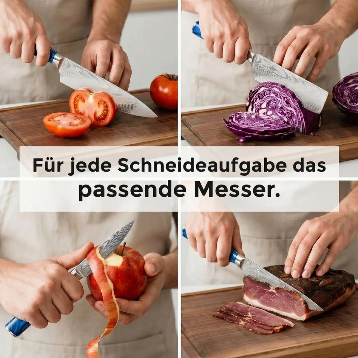 Küchenkompane Shiburu 8-teiliges Messerset, elegantes Damast Design, extrem scharf und langlebig 5