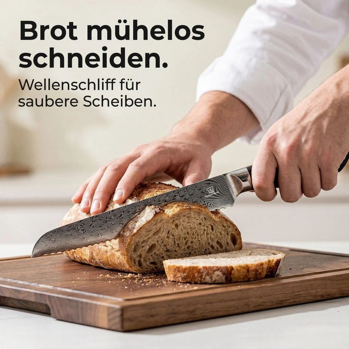 Küchenkompane Messerset 8-teilig, edles Damast-Design, inklusive magnetischem Messerblock 3