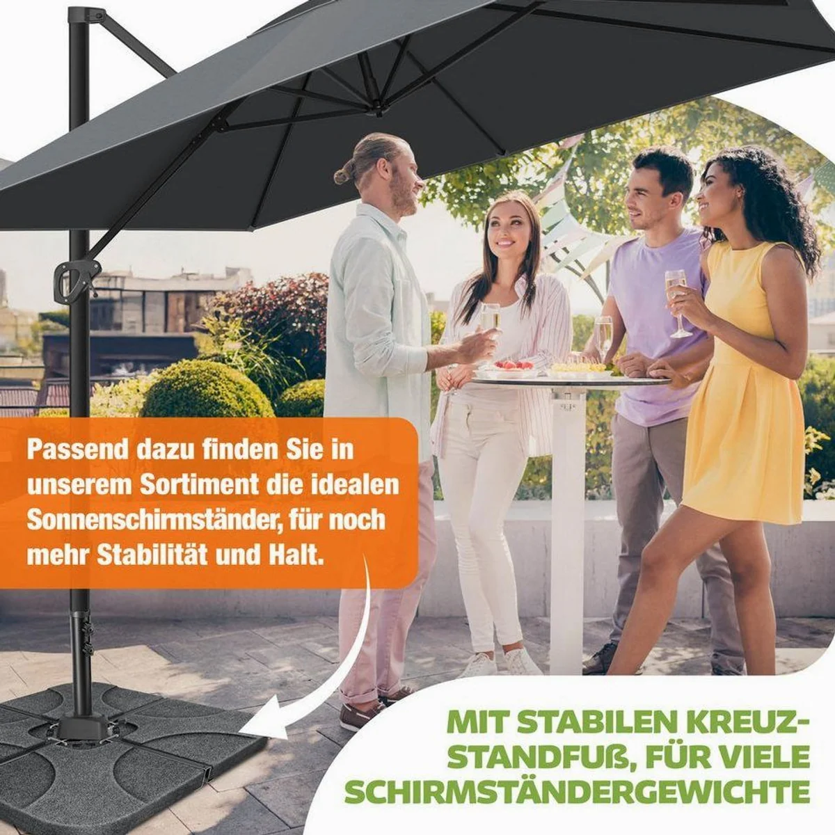 KESSER Ampelschirm SUN XL, 360° drehbar, 7 Neigungswinkel, wasserfest 3