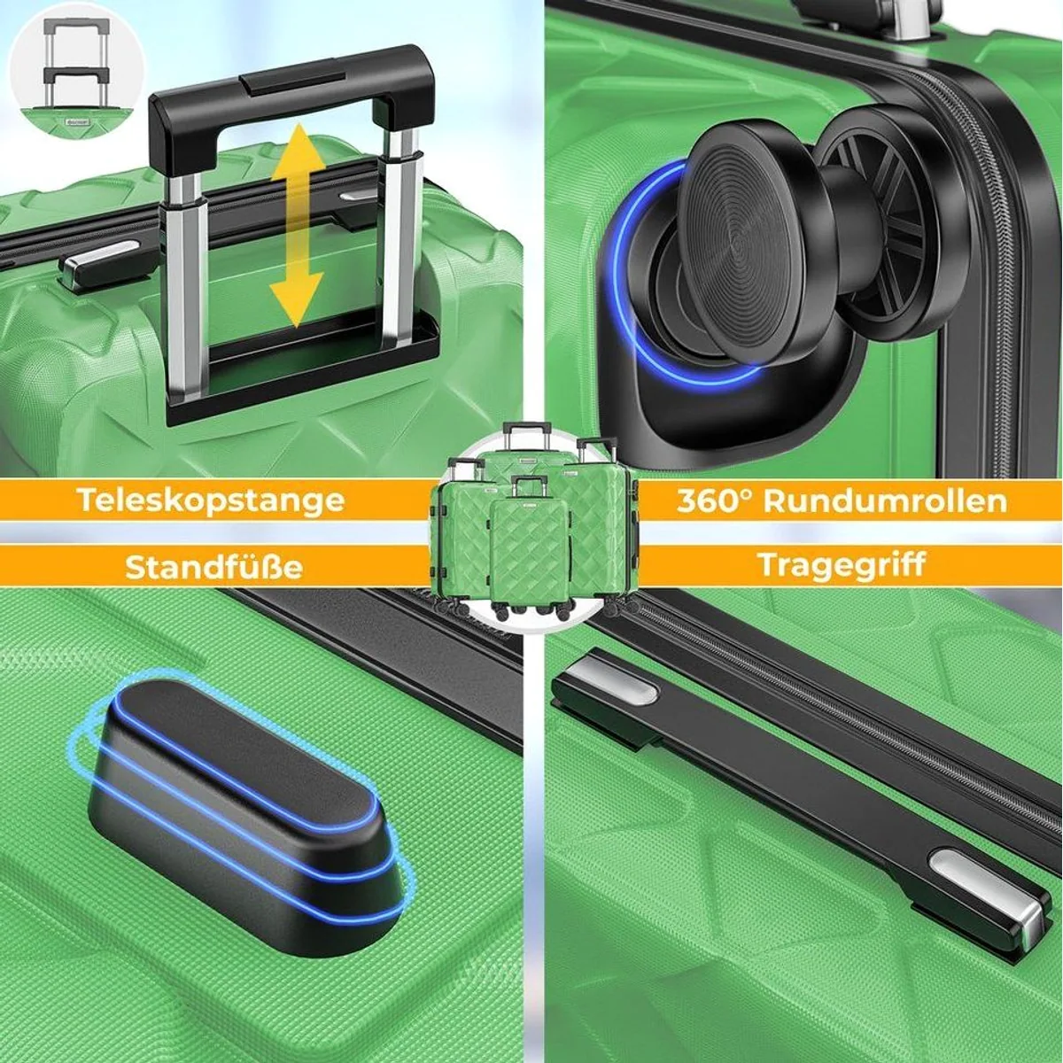 KESSER Kofferset, 4-teilig, robustes Design, integriertes Zahlenschloss, digitale Kofferwaage 5
